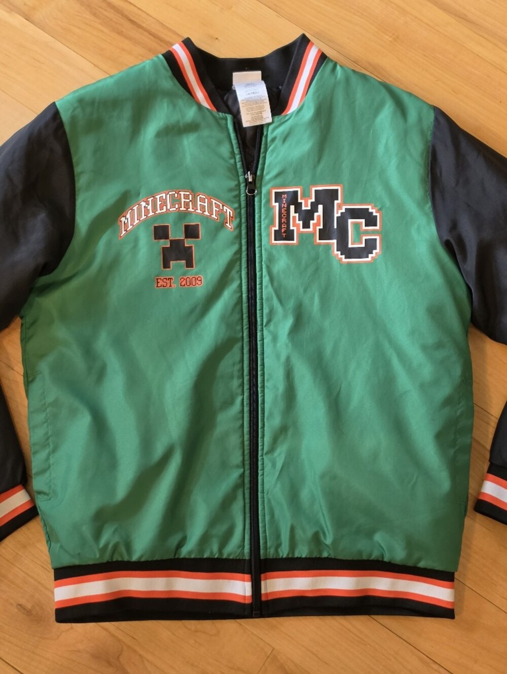 Minecraft Boys Green Letterman Jacket